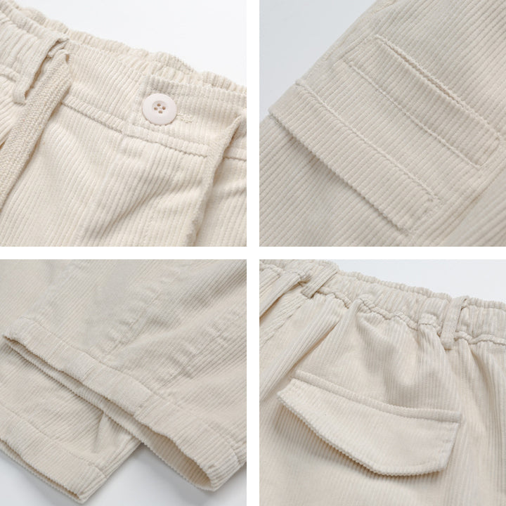 Damen Weite hochtaillierte Cordhose im Culotte‑Schnitt mit Tunnelzug und aufgesetzten Taschen Echo Archiv