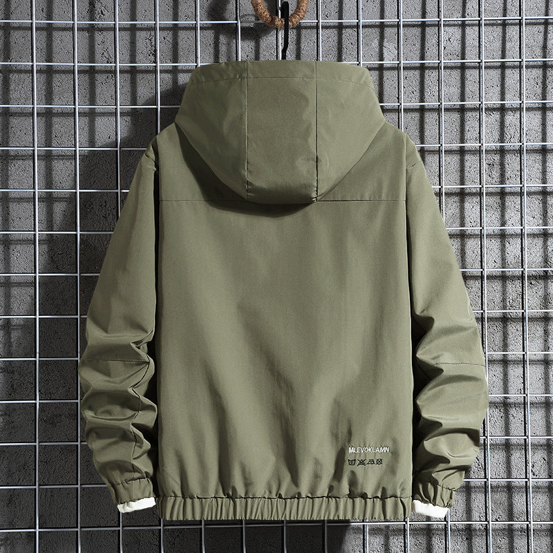 Herren Kapuzen-Utility-Fieldjacke mit verdeckter Zip-Front und verstellbarem Kordelzug – Taviero