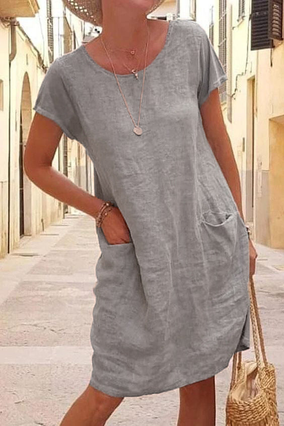 Echoarchiv | Leinen Casual Kleid mit Taschen