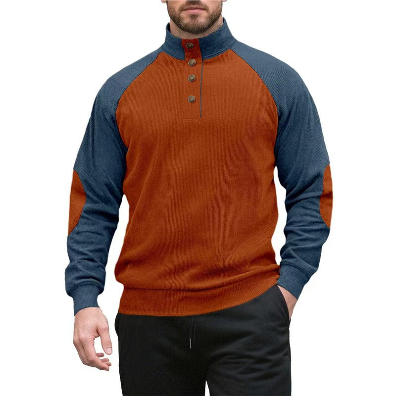 Herren sportlicher Stehkragenpullover mit strukturiertem Fleece-Aussehen Echoarchiv