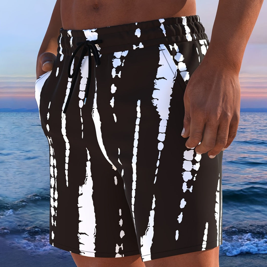 Herren Badeshorts mit modernem Streifen-Design und elastischem Bund Echo Archiv