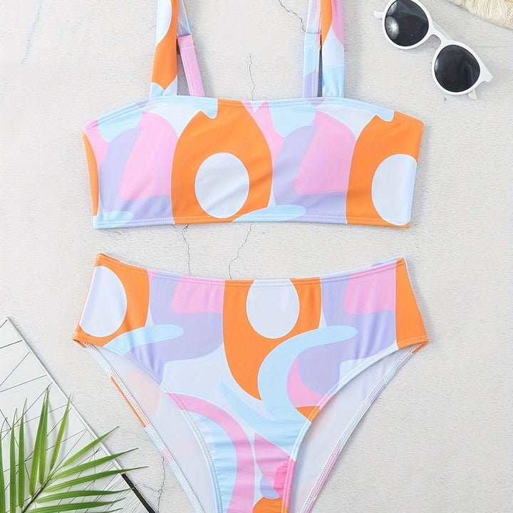Damen Bikini-Set mit modischem grafischen Design und breiten Trägern Echo Archiv