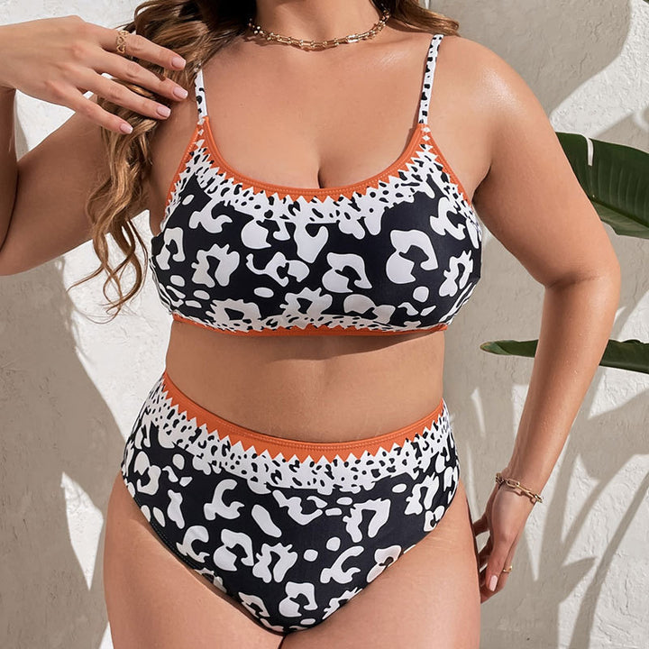 Damen Hochtaillierter Bikini mit animalischem Muster und sportlichem Design Echo Archiv