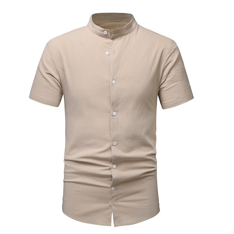 Herren Kurzarmhemd mit modernem Stehkragen und eleganten Knopfdetails Echoarchiv
