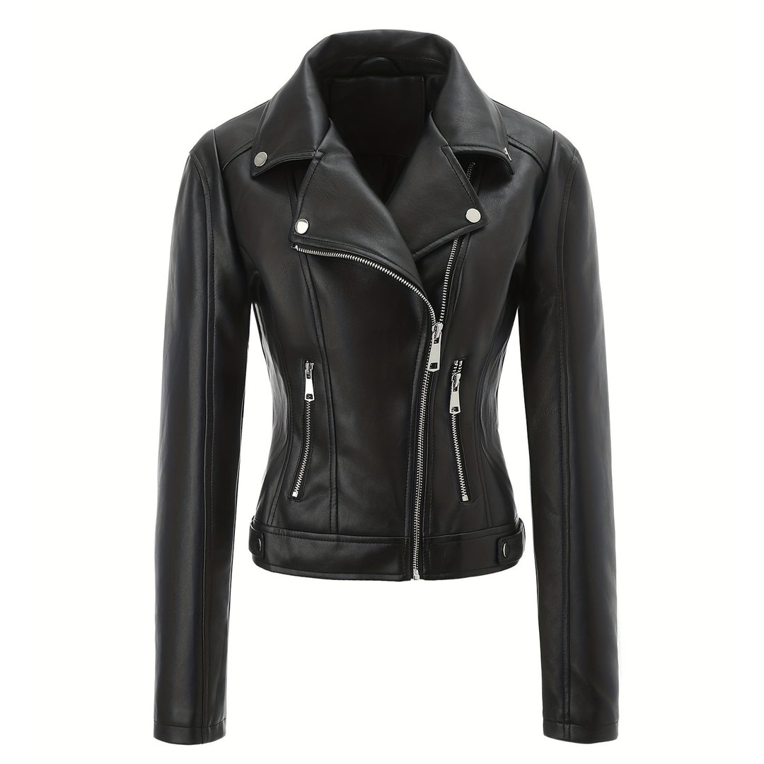Damen Stylische und figurbetonte Bikerjacke mit Metallreißverschlüssen Echo Archiv