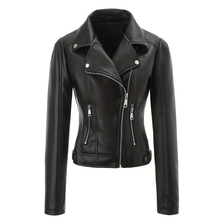 Damen Stylische und figurbetonte Bikerjacke mit Metallreißverschlüssen Echo Archiv