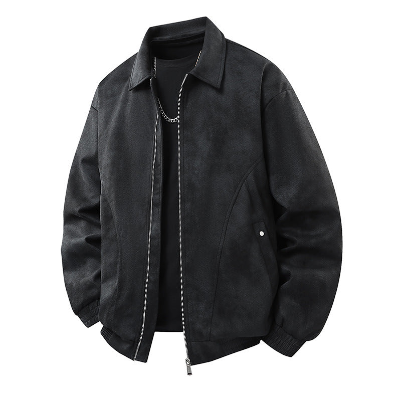 Herren Smarter Overshirt‑Bomber in Veloursleder‑Optik mit Zwei‑Wege‑Metallreißverschluss Echoarchiv