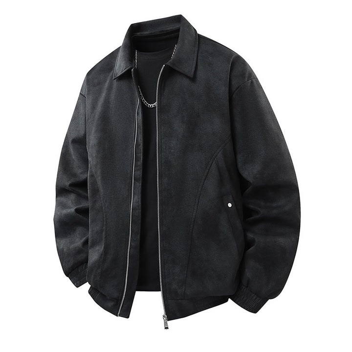 Herren Smarter Overshirt‑Bomber in Veloursleder‑Optik mit Zwei‑Wege‑Metallreißverschluss Echoarchiv