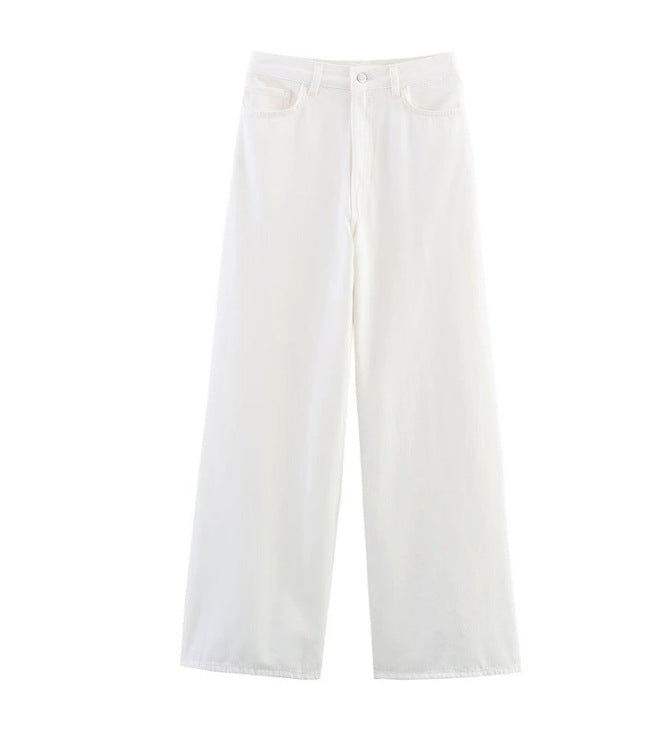 Damen 100+ hochtaillierte weite Denim‑Palazzohose mit Five‑Pocket und geradem Saum Echo Archiv