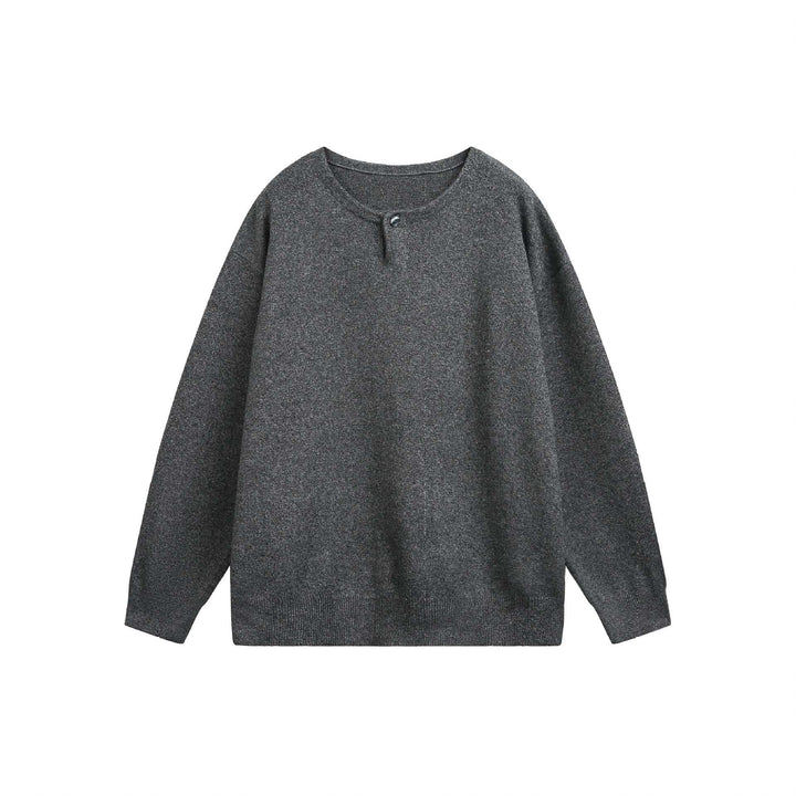 Damen Oversize-Strickpullover mit Knopfdetail am Rundhalsausschnitt Echoarchiv