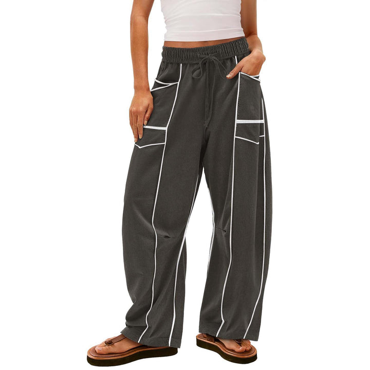 Damen nan weite Lounge-Hose mit Kordelzug, Kontrastpaspelierung und Cargo-Taschen Echo Archiv