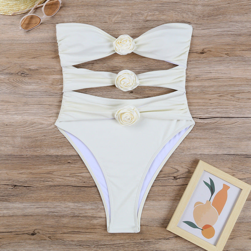 Damen Cut-Out Einteiler Badeanzug mit floralem Detail Echo Archiv