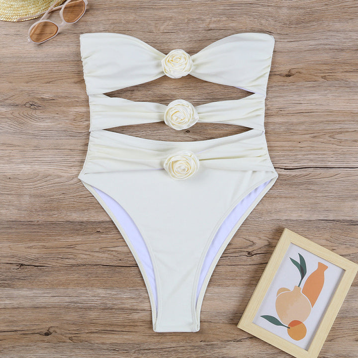 Damen Cut-Out Einteiler Badeanzug mit floralem Detail Echo Archiv