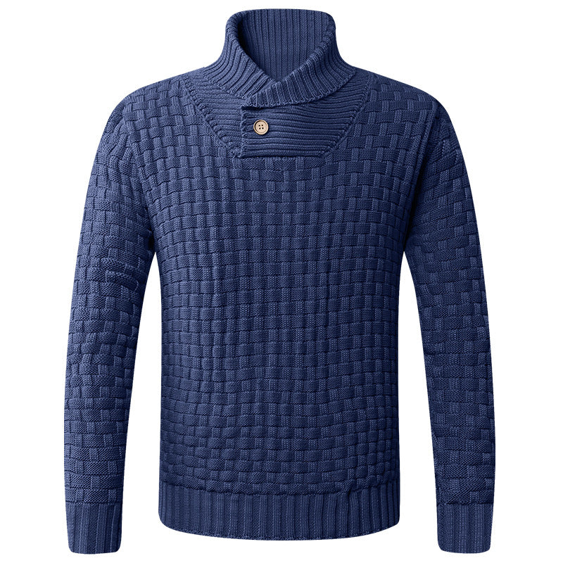 Herren Strickpullover mit modernem Schalkragen und Knopfdetails Echoarchiv