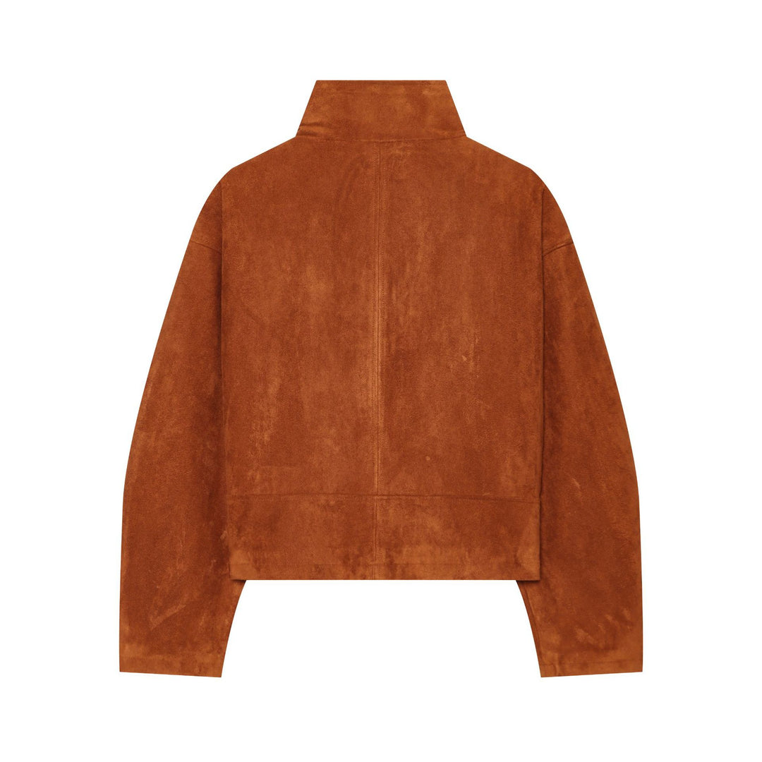 Damen Kurzblouson aus Veloursleder mit Stehkragen und Frontreißverschluss Echo Archiv
