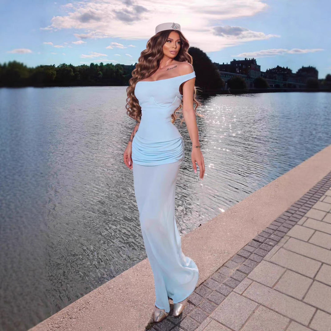 Damen Elegantes Maxikleid mit asymmetrischem Design und raffinierten Drapierungen Echo Archiv