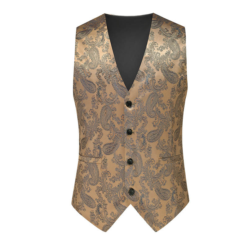 Herren nan feine Jacquard-Anzugweste mit V-Ausschnitt, Zierknöpfen und schmaler Silhouette Echo Archiv