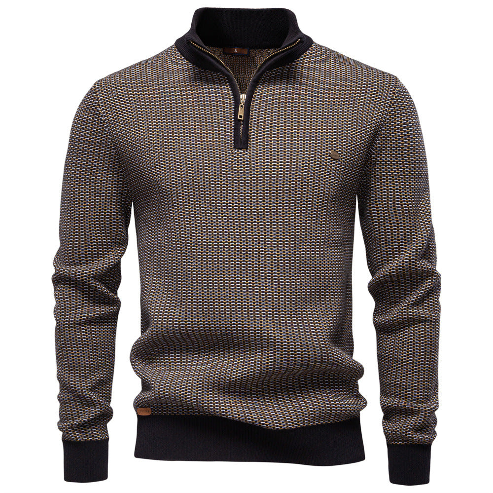 Herren Strickpullover mit modernem Zipper und strukturiertem Design Echoarchiv