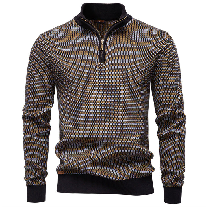 Herren Strickpullover mit modernem Zipper und strukturiertem Design Echoarchiv