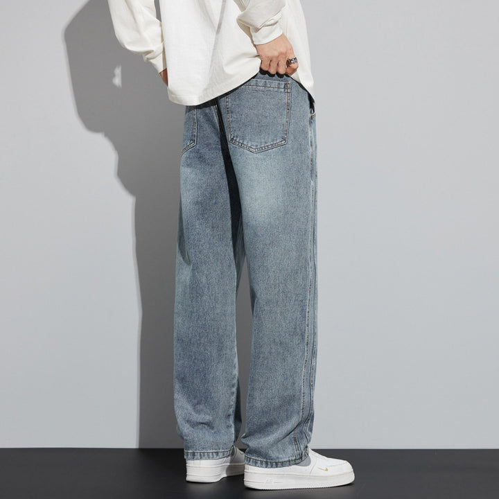 Herren Weite Denim-Hose im Lounge-Style mit Tunnelzugbund und geradem Bein Echo Archiv
