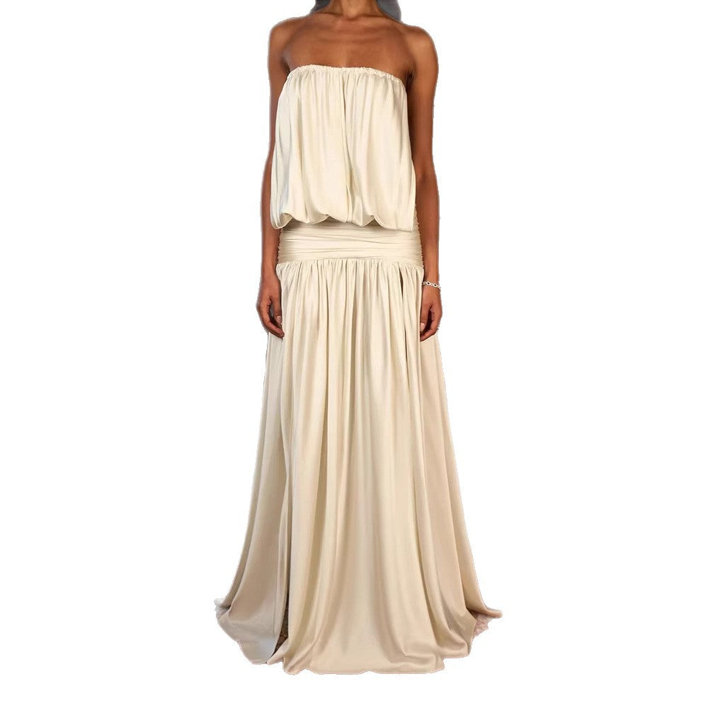 Damen Elegantes Maxikleid mit schulterfreiem Design und Rüschendetails Echo Archiv