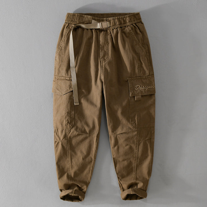 Herren Cargohose im Military-Look mit verstärkten Knien und elastischem Beinabschluss Echoarchiv