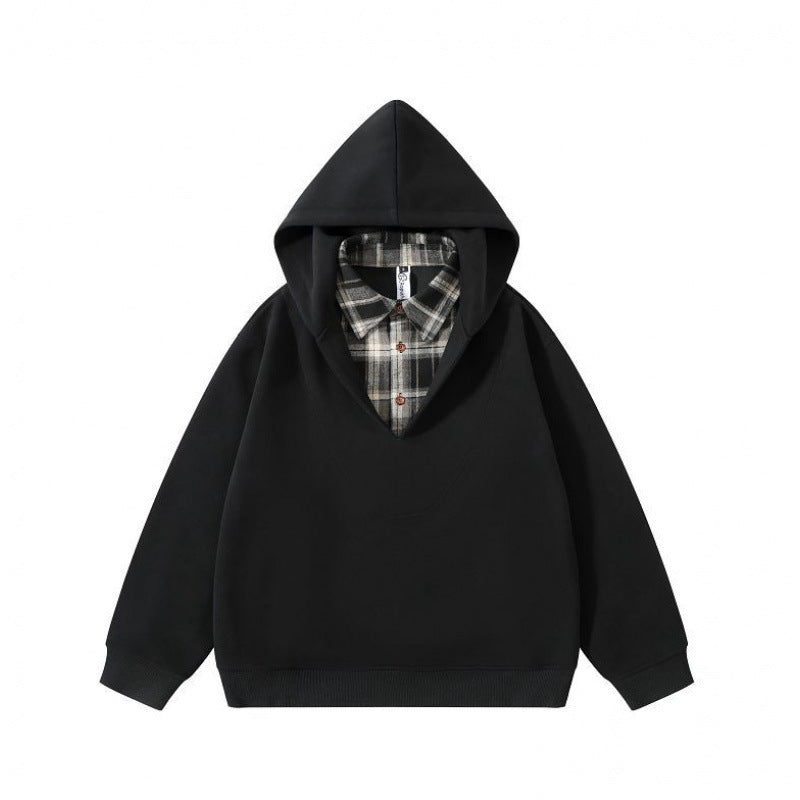 Unisex Oversize Kapuzenpullover mit integriertem Hemdkragen im Layering‑Look Echo Archiv