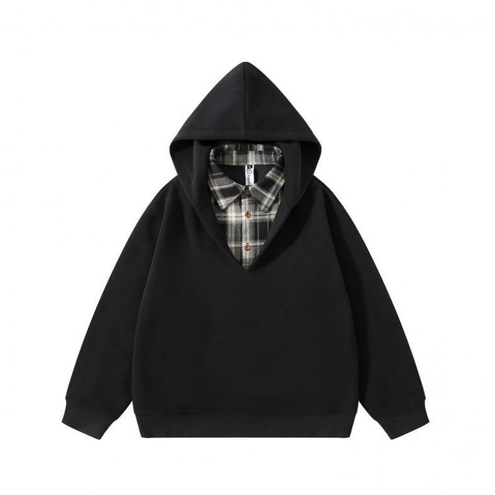 Unisex Oversize Kapuzenpullover mit integriertem Hemdkragen im Layering‑Look Echo Archiv