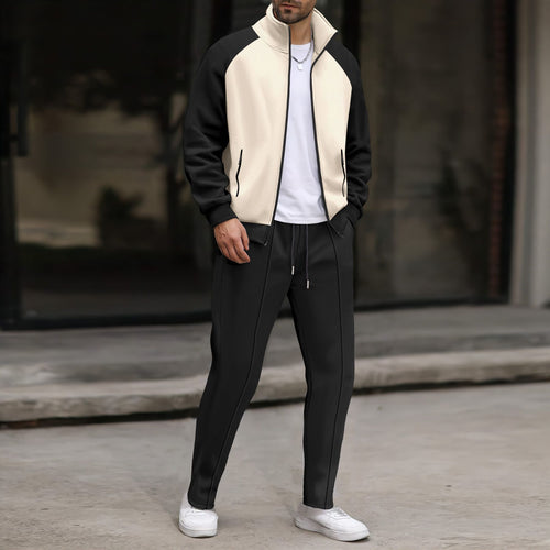 Herren sportliches Jacken- und Hose-Set mit strukturiertem Design Echoarchiv