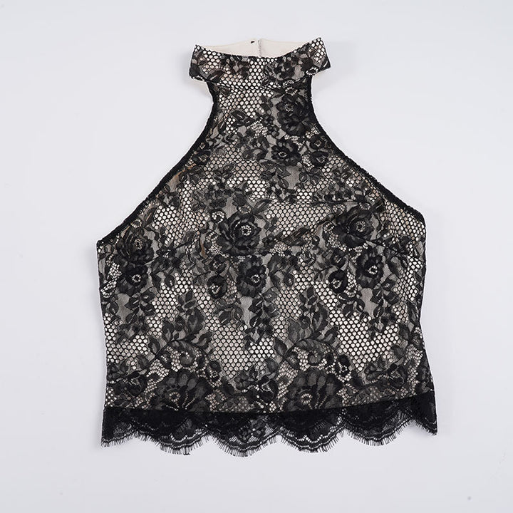 Damen Elegantes Spitzenoberteil mit hochgeschlossenem Design Echo Archiv