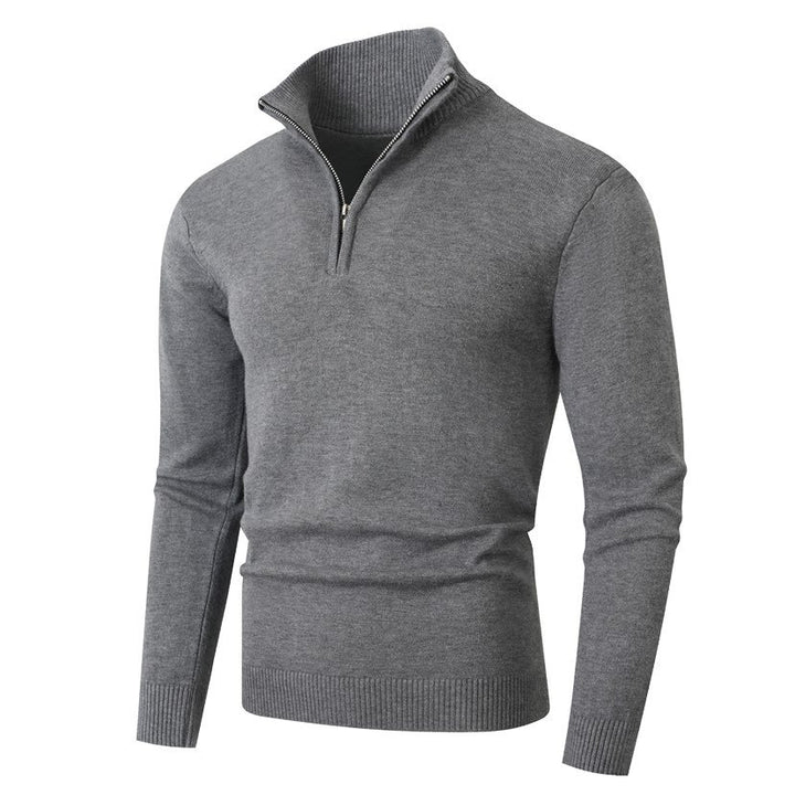 Herren Strickpullover mit modernem Stehkragen und hochwertigem Reißverschluss Echoarchiv
