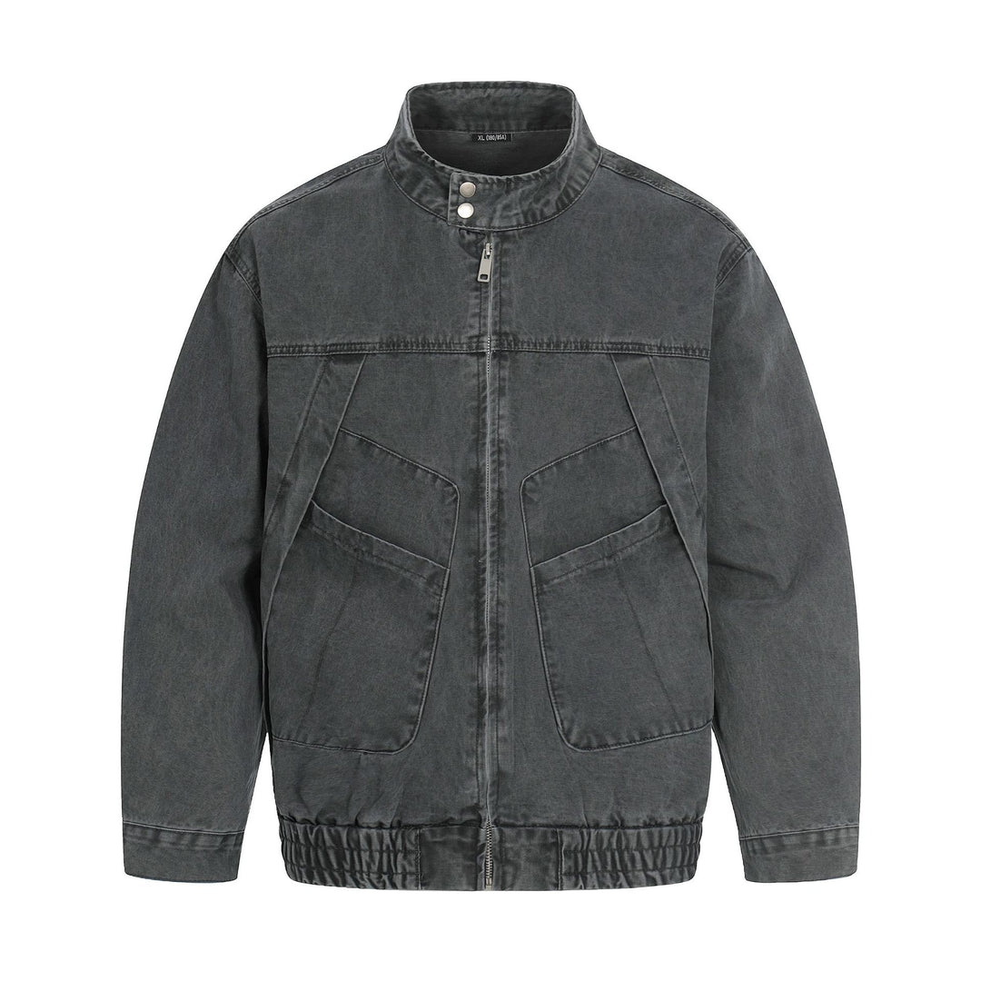 Herren Kurz geschnittener Field‑Bomber im Vintage‑Canvas mit Stehkragen und großen Pattentaschen Echoarchiv
