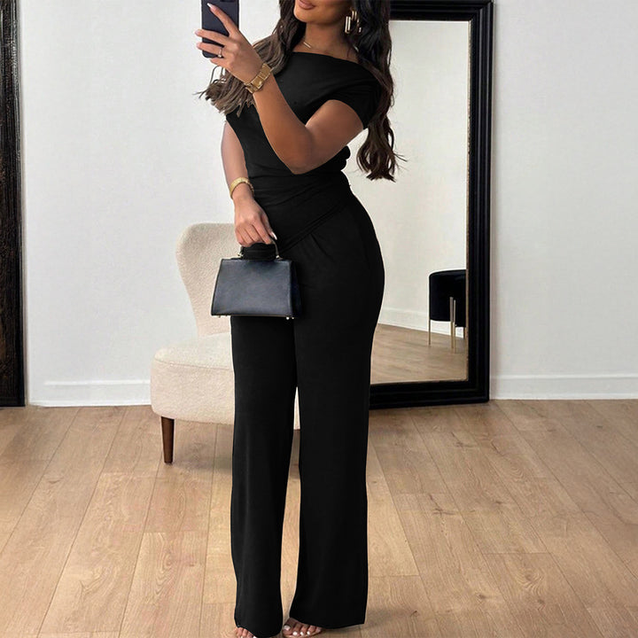 Damen Eleganter Overall mit Wickeldesign und weitem Bein Echo Archiv