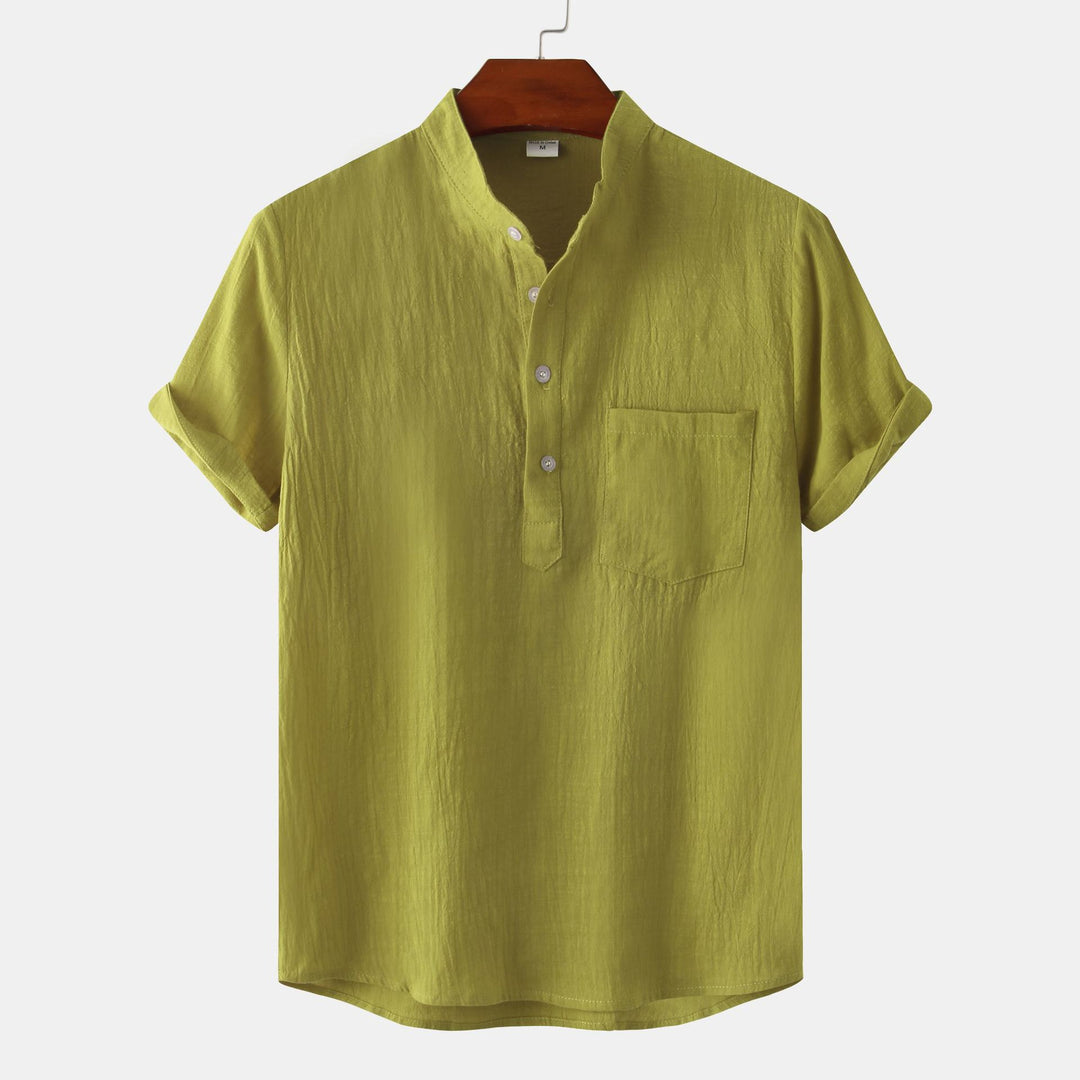 Herren Kurzarmhemd im legeren Henley-Stil mit Brusttasche Echoarchiv
