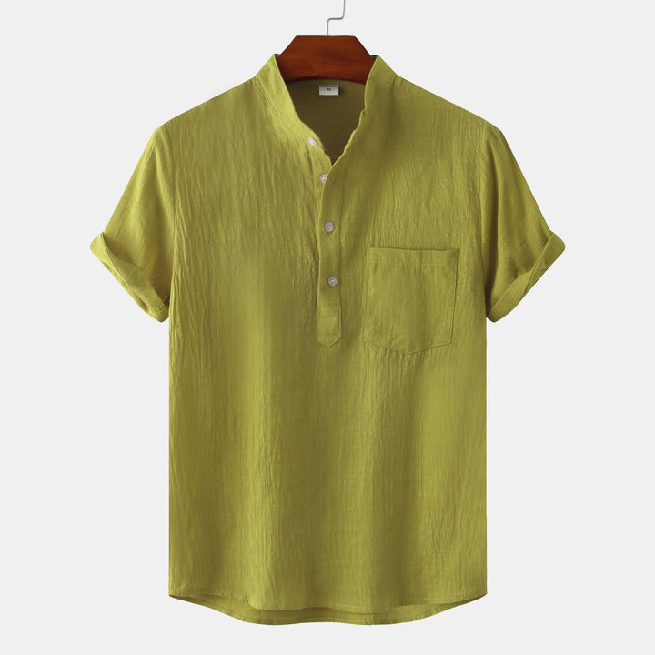 Herren Kurzarmhemd im legeren Henley-Stil mit Brusttasche Echoarchiv