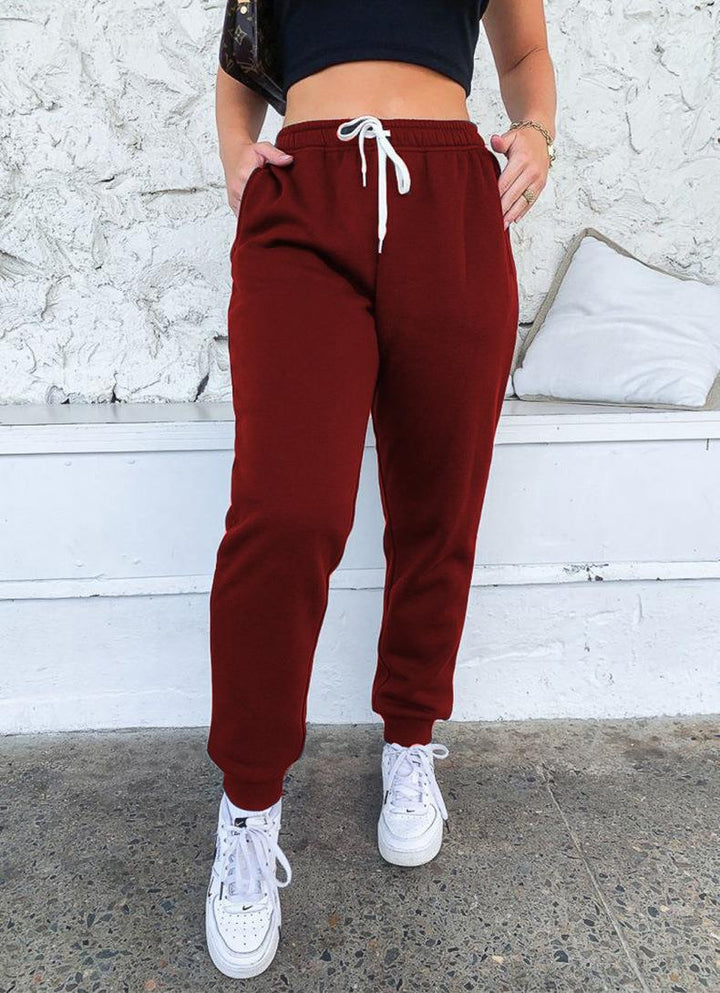 Damen taillenhohe tapered Jogginghose mit elastischem Komfortbund, verstellbarem Kordelzug und tiefen Eingrifftaschen – Avélisse