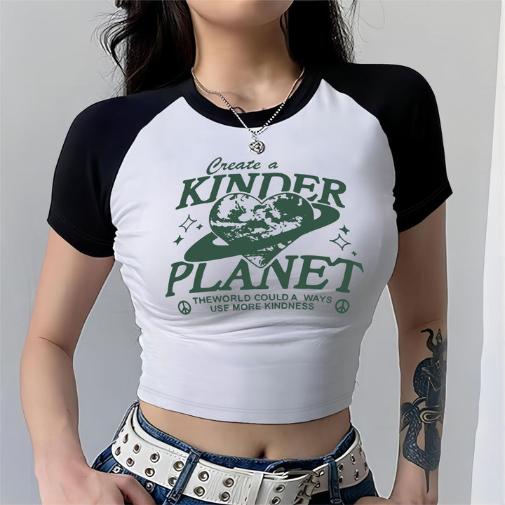 Damen Crop-Top mit motivierendem Schriftzug und lässigem Schnitt Echo Archiv