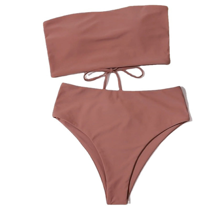 Damen Bandeau-Bikini-Set mit hohem Bund und raffiniertem Bindedetail Echo Archiv