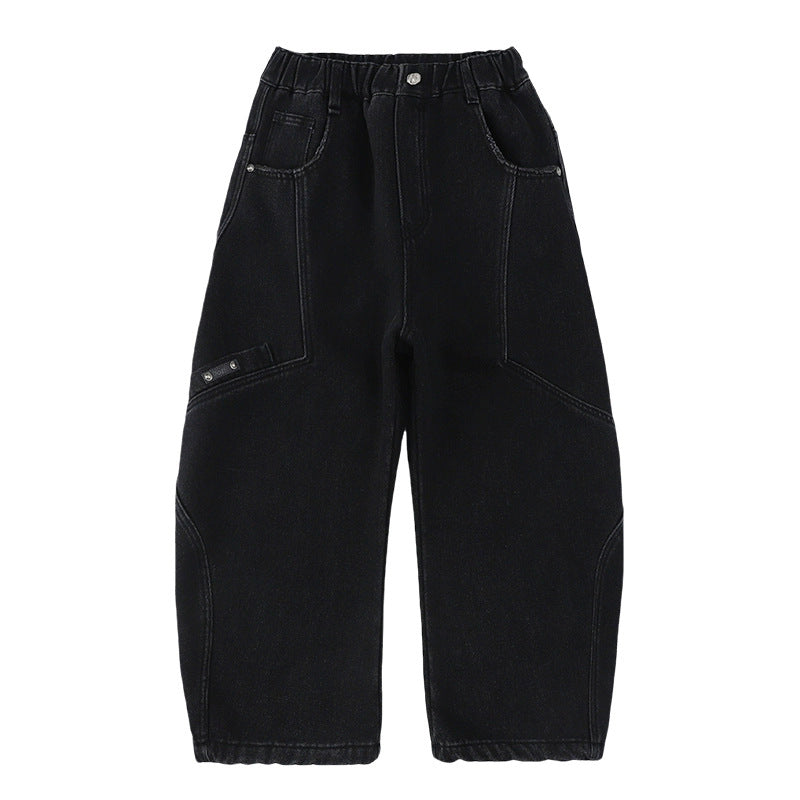 Unisex weite Cargo-Jeans mit kreativen Nähten Echo Archiv