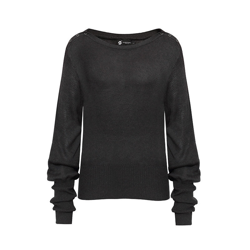 Damen Leichter Feinstrick-Pullover mit überschnittenen Schultern und langen Raffärmeln Echoarchiv