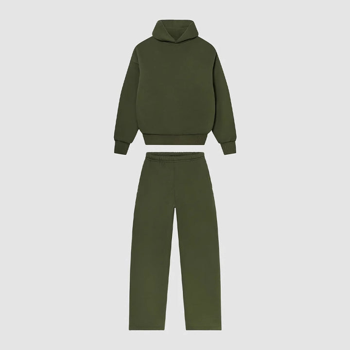 Unisex gemütliches Loungewear-Set mit hohem Rollkragen, relaxed-fit Sweatshirt und gerader Sweatpants – Auréline