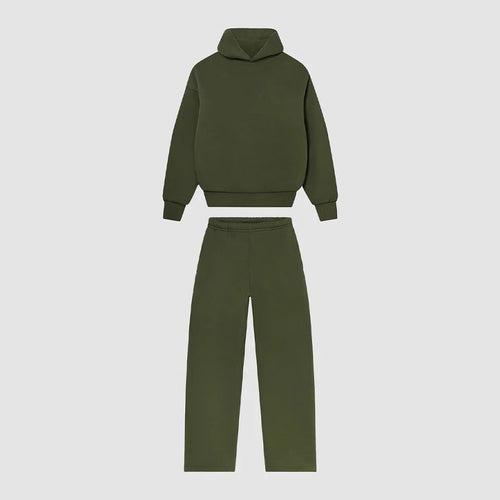 Unisex gemütliches Loungewear-Set mit hohem Rollkragen, relaxed-fit Sweatshirt und gerader Sweatpants – Auréline