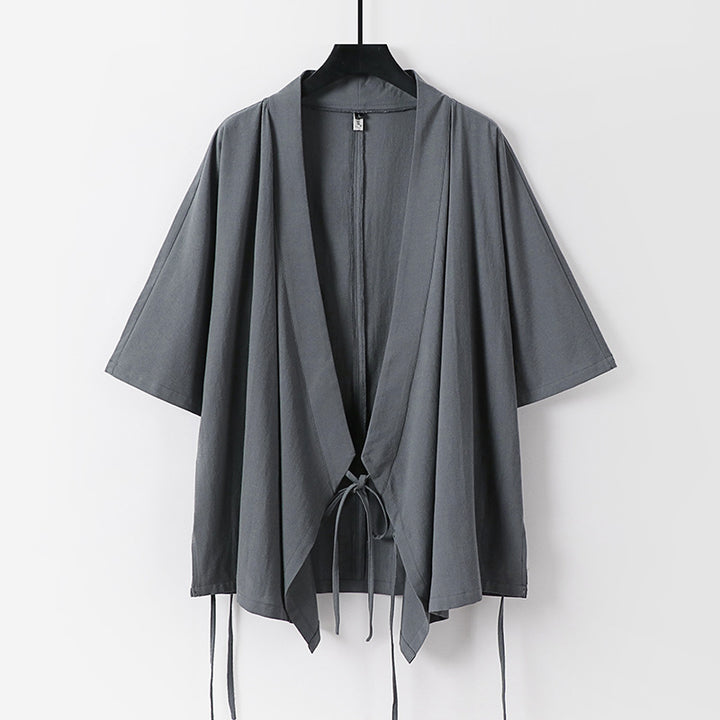 Damen locker fallende Kimono-Jacke mit Bindegürtel Echoarchiv