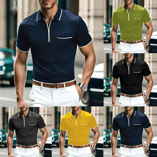 Herren Polohemd mit contrasting Zipper und Brusttasche Echoarchiv