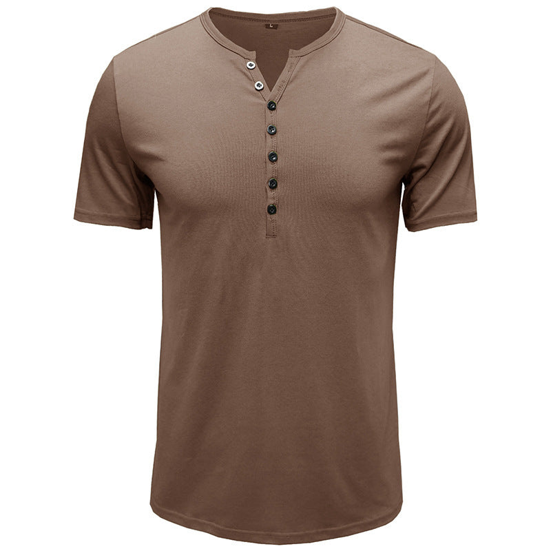 Herren Kurzarm-Henley-Shirt mit eleganter Knopfleiste Echoarchiv