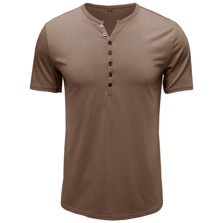 Herren Kurzarm-Henley-Shirt mit eleganter Knopfleiste Echoarchiv
