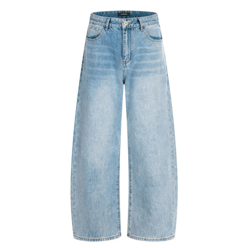 Damen Weite Cropped-Denim-Culotte mit hoher Taille und Fünf‑Taschen‑Details Echoarchiv