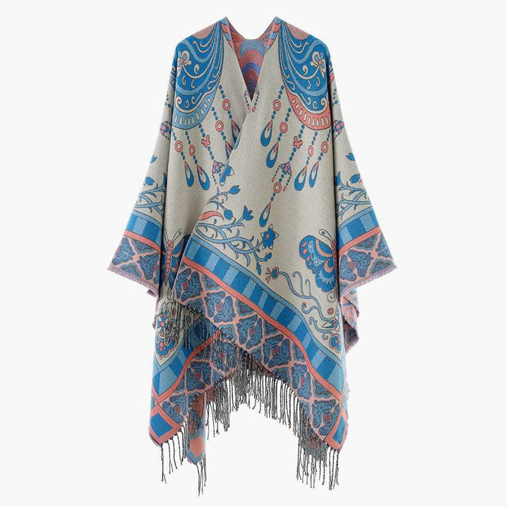 Damen Jacquard‑Überwurf im Wandteppich‑Jacquard mit Fransensaum – Avérine
