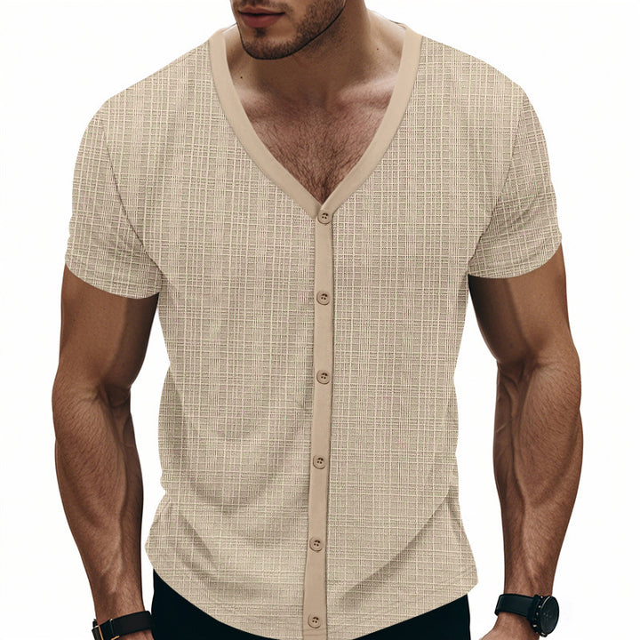 Herren kurzärmliges Hemd mit strukturiertem Design Echoarchiv