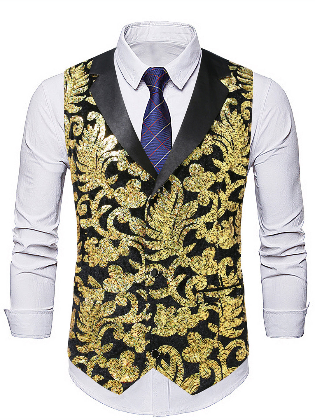 Herren schimmernde festliche Weste mit floralen Mustern Echoarchiv